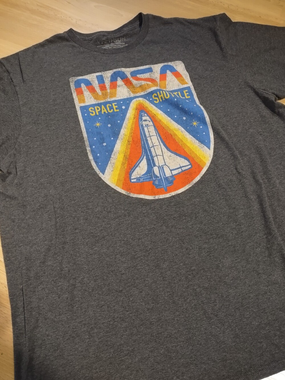 NASA Space Shuttle Graphic Tee - Charcoal Gray Sz Extra Large Poly Cotton